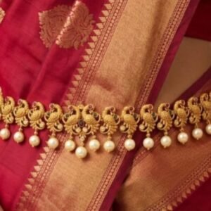 Traditional Peacock Motif Temple Vaddanam / Oddiyanam (Waist Belt)