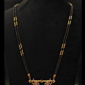 Dual Pendant Peacock Motif Long Black Beads Mangalsutra / Nallapusalu